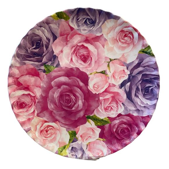 Jolie Fleur Floral Roses Melamine Dinner Plates 11in Set of 4 Spring New - Picture 7 of 16